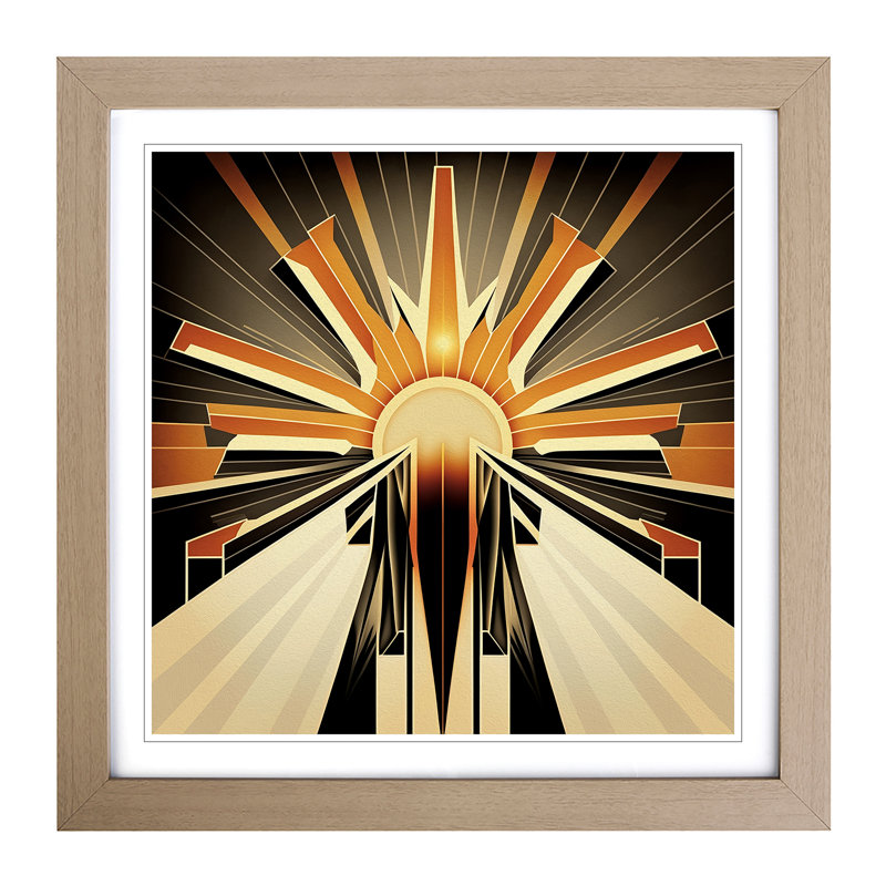 Sun Art Deco - Framed Print, Oak