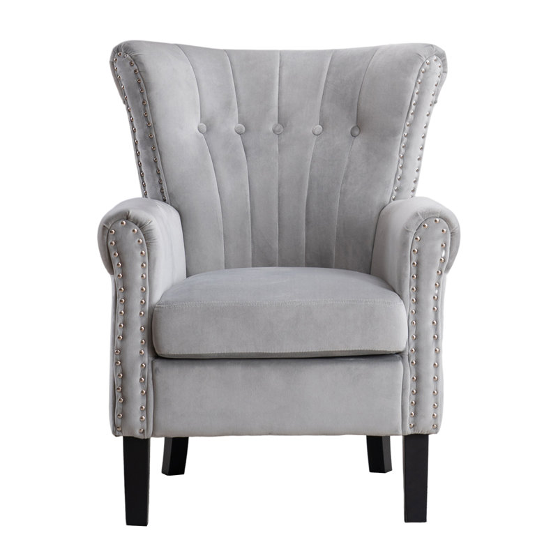 Elsien Velvet Armchair, Gray Velvet