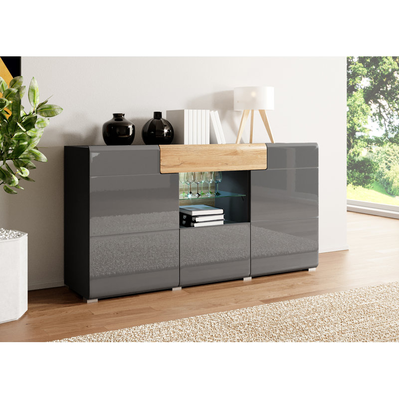 Blewett 159cm Sideboard, Anthracite/Brown