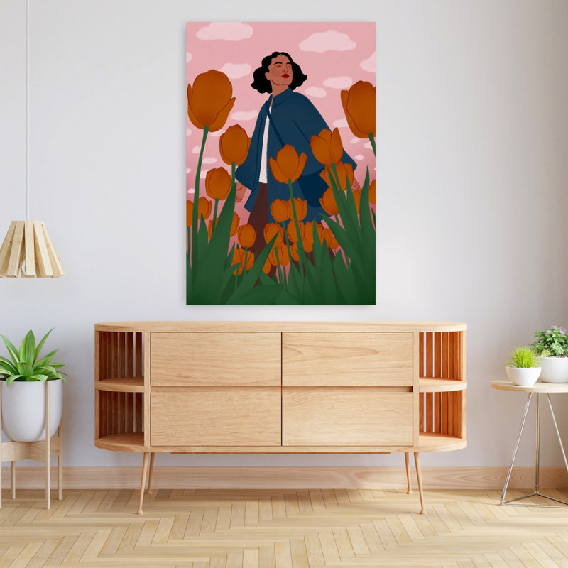Printemps tulipe Bliss Peaceful Serene Abstract Tulip Flower Nature Art mural, H 48 po x l 32 po