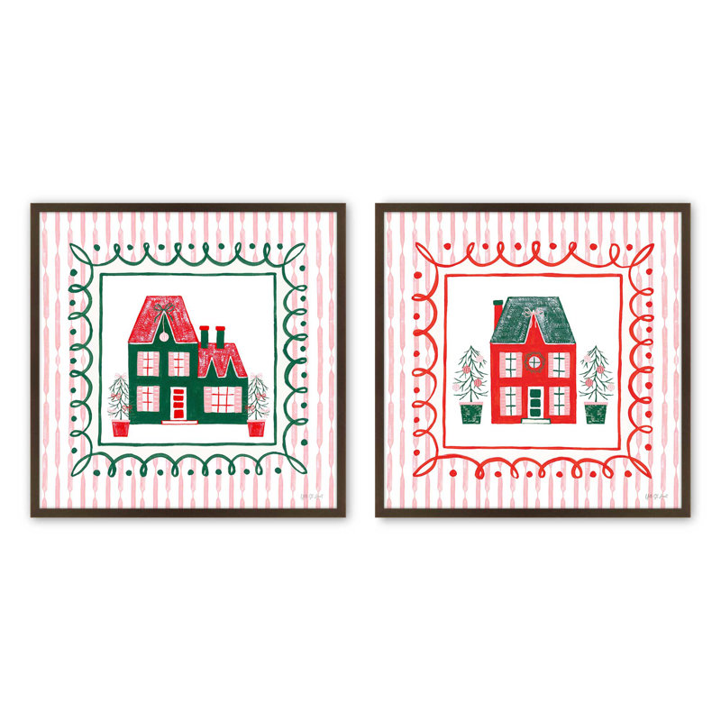 Ensemble de 2 impressions Evergreen Holiday Home, Brun Belvinder, 16 po x 16 po