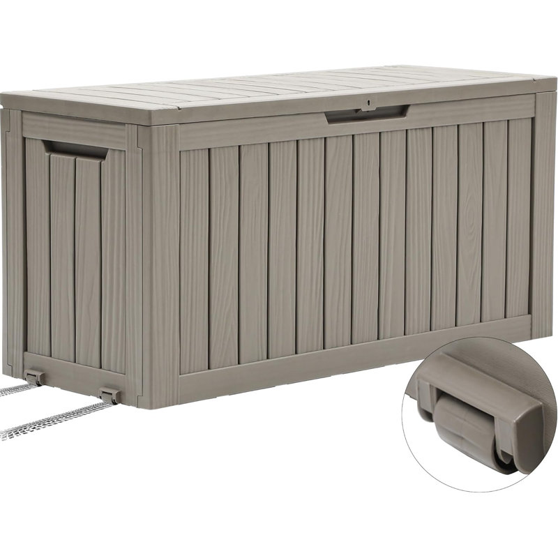 72 Gallon Outdoor Resin Deck Box With Wheels, Pool Storage Box For Outdoor Cushions, Sports Equipment, Garden Tools, Brown