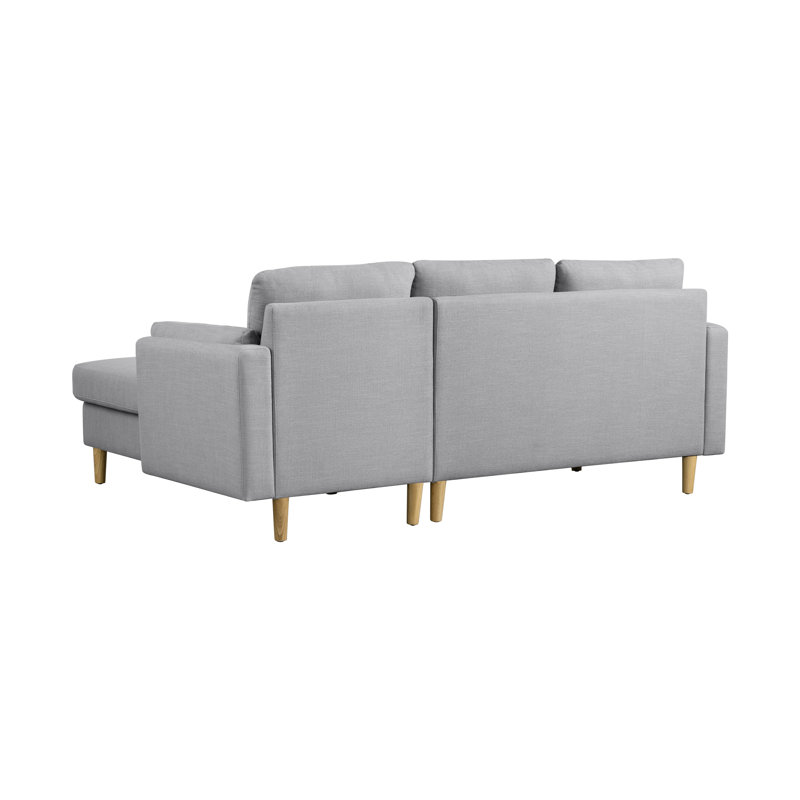 Sunny 83.5" Reversible Sofa Chaise Sectional, Light Gray Polyester