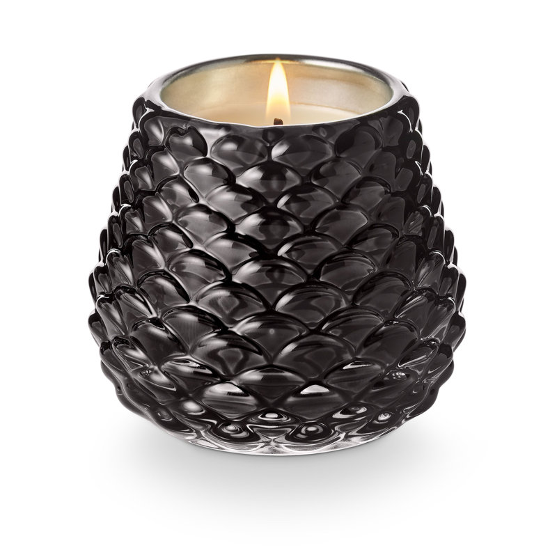 Midnight Pumpkin Glass Pinecone Candle, Black