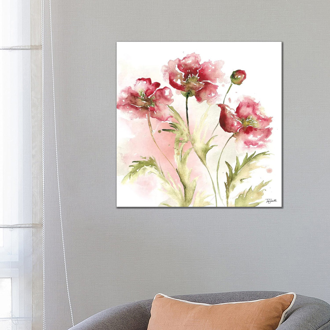 Blush Watercolour Poppy III - Painting on Canvas