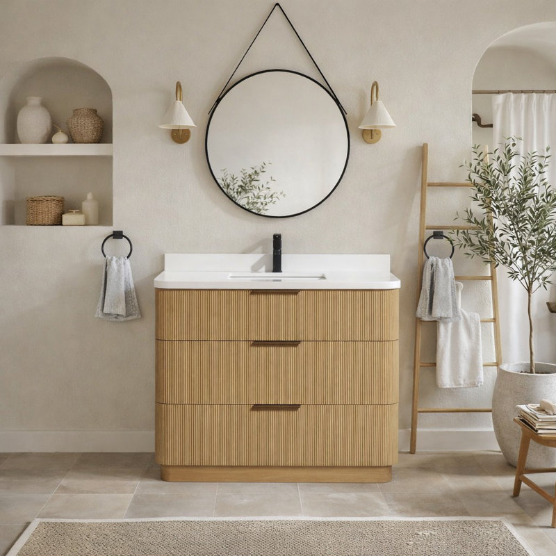 Calamigo 42'' Single Bathroom Vanity With Engineered Quartz Top
