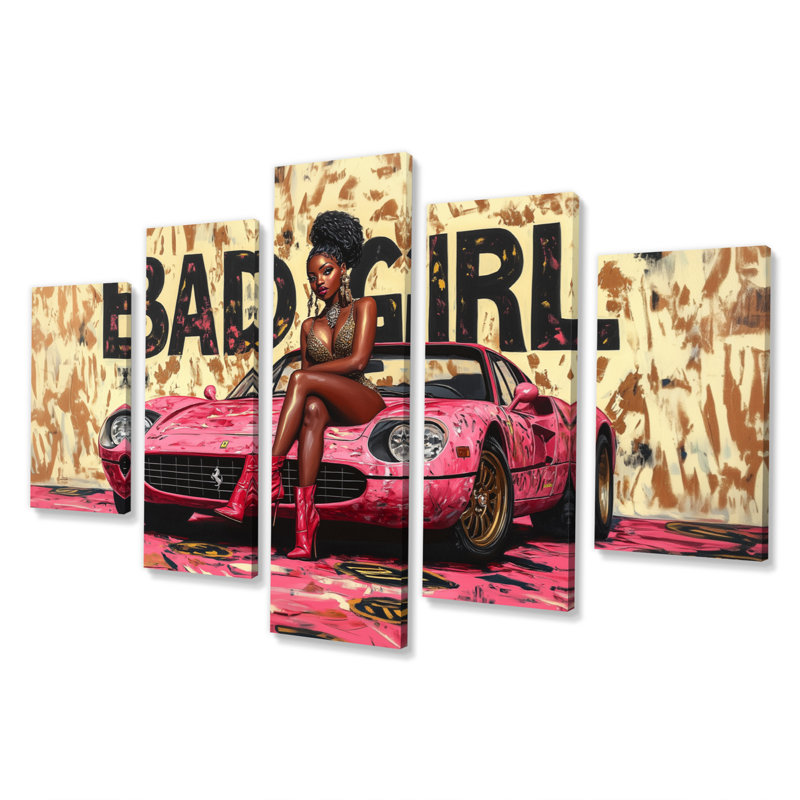 Bad Girl On Exotic Car - Fashion Girl Power Wall Decor, ensemble