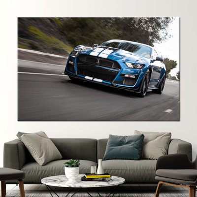 Car Photo Canvas Art, Blue Car Canvas Art, Ford Car Art, Mustang Lover Gift Canvas Art, Car Art, Ford Poster, Garage Art,