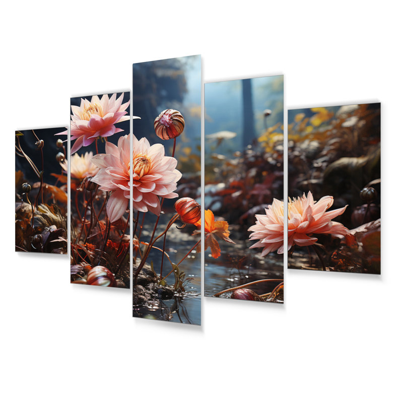 Ensemble de 5 décorations murales fleurs sauvages