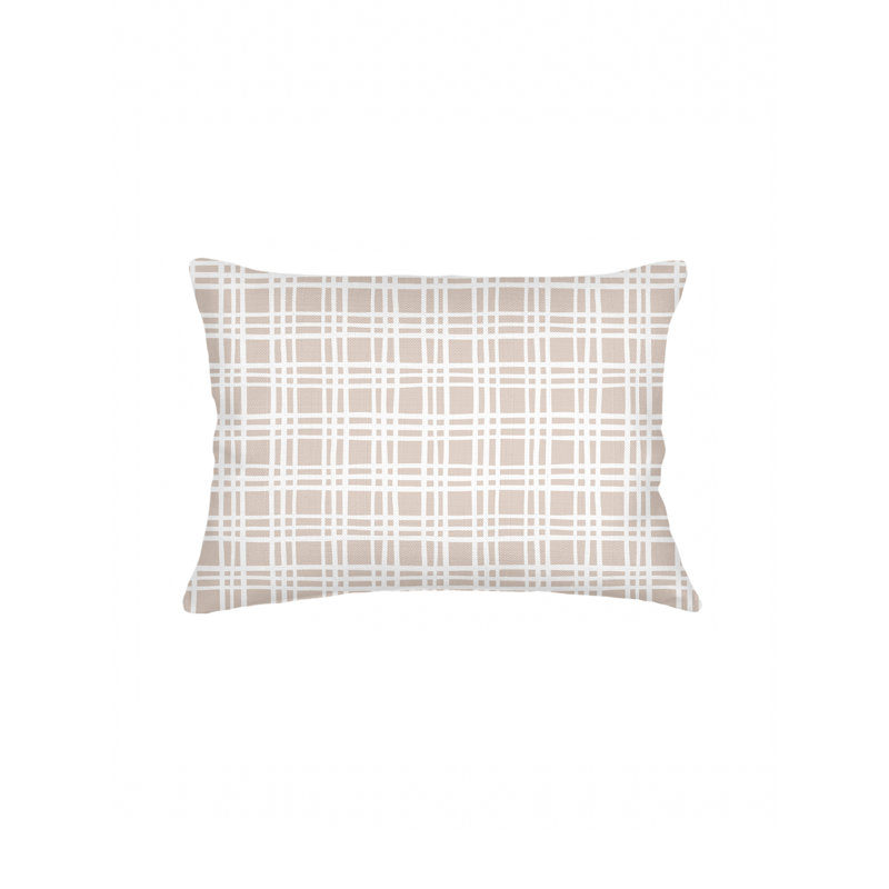 Beige Estate Plaid Linen Pillow 14x20 Cover Only