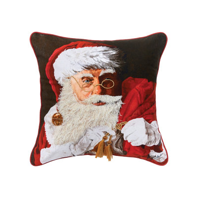  Coussin décoratif père Noël avec jouets imprimé et brodé