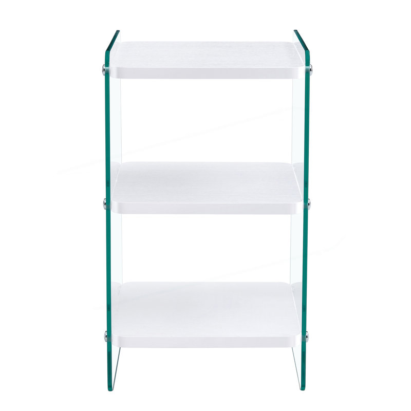 Table de chevet à trois niveaux, Blanc / transparent