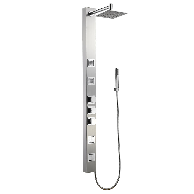 59'' Shower Panel with Adjustable Shower Head, Silver