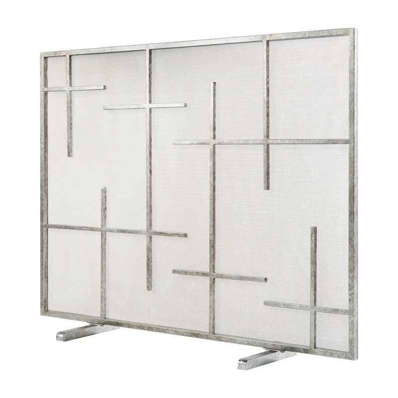 Boston Steel Fireplace Screen, Royal Silver
