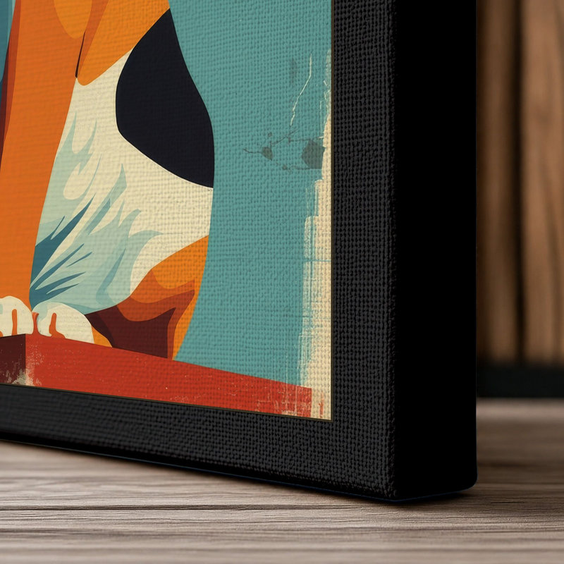 Calico Cat Geometric - Wrapped Canvas, 36x24 - 91.4 x 61.0 cm, Black Border