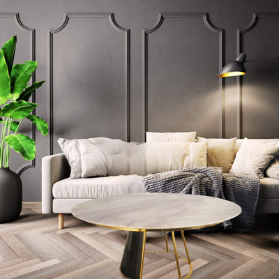 Ursulina Coffee Table With Gold And Black Metal Base In Round Shape
