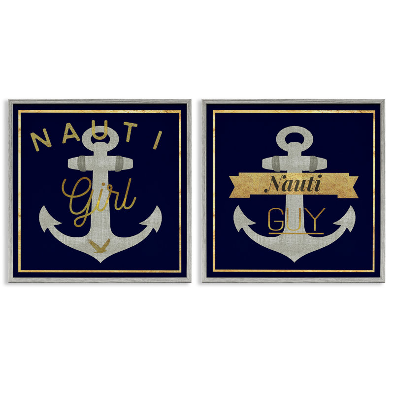  «Nauti Girl & Guy Anchors», ensemble de 2 estampes numériques par Graffi * Tee, H 12 po x l 12 po