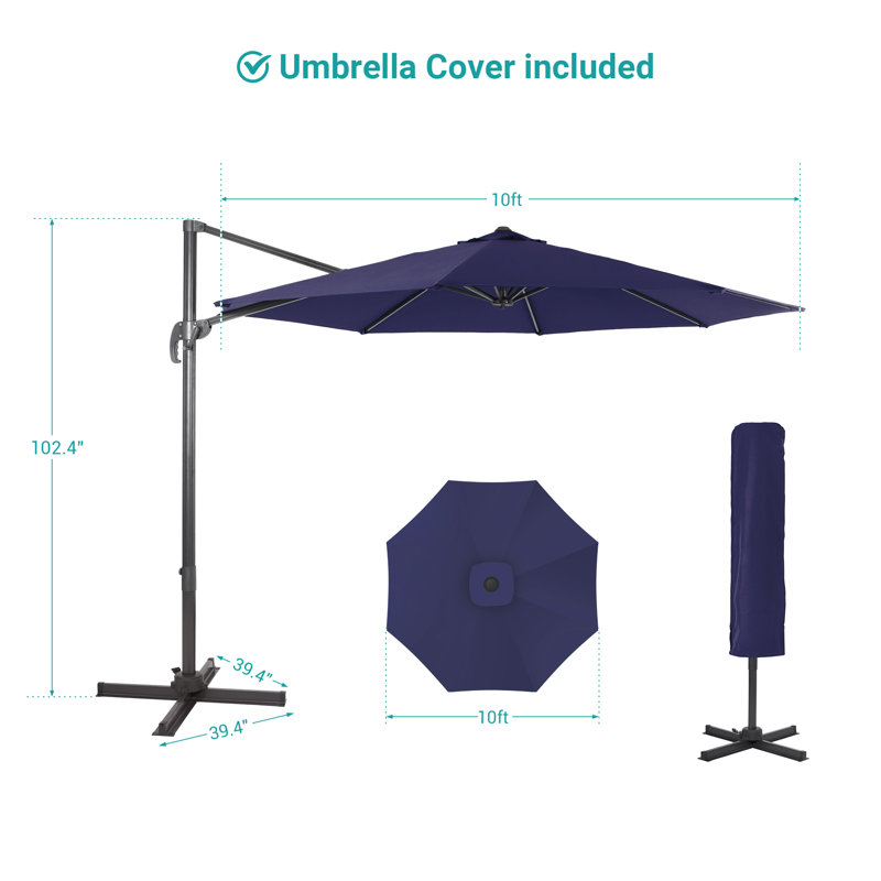 Parasol en porte-à-faux 119 po Seydina, Bleu marine