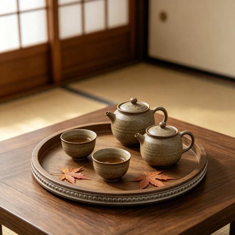 Large Round Decorative Tray: Farmhouse Wood Beaded Coffee Table Tray For Living Room, Ottoman, Countertop, And Home Decor