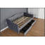 Structure de lit double / double en bois massif avec station de charge USB, tiroirs de rangement, aucun sommier requis, tête de lit