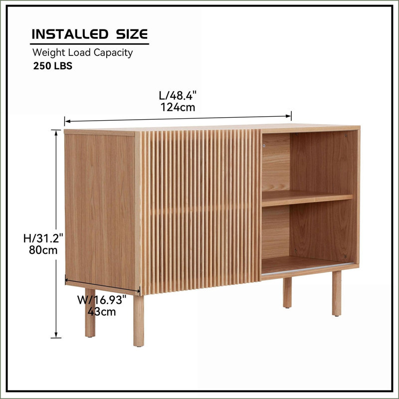 Table basse moderne en bois de noyer et amp; Buffet combiné, 4 armoires de rangement, anti-basculement, facile à nettoyer pour le salon