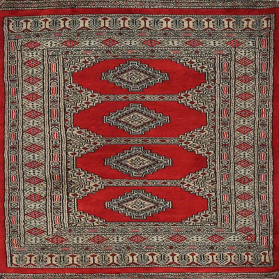 Tapis oriental rouge / rose / bleu sarcelle