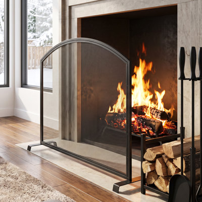 Single Door Iron Fireplace Door