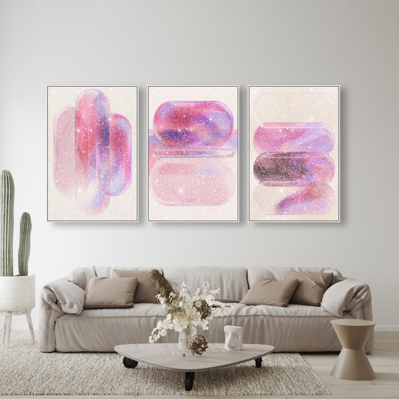 Rose Topaz Set Set by Oliver Gal, 55"H x 37"W, White Floater Frame