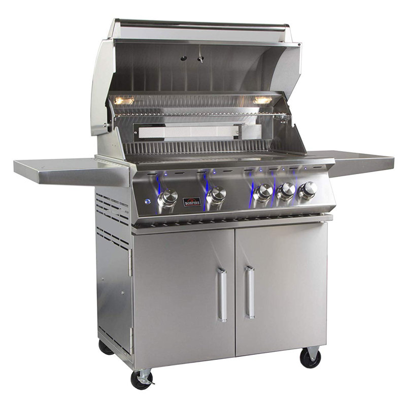 Bonfire Grills 4 - Burner Countertop Liquid Propane Gas Grill with Cabinet