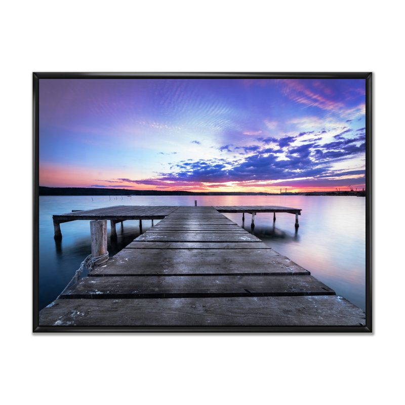 Décoration murale en bois, jetée en bois sur un ciel bleu - Nautique et bord de mer, H 34 po x l 44 po x P 1,5 po