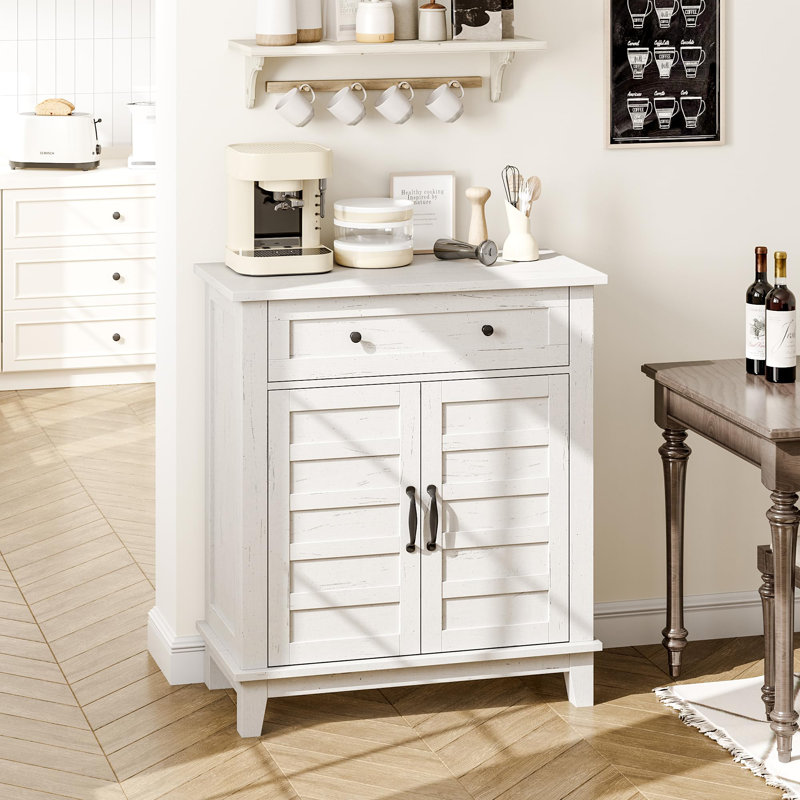 Sideboard Buffet Cabinet in White - Coffee Bar Storage Cabinet with Adjustable Shelves and Doors for Living Room, Kitchen or Dining Room