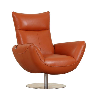 Cuir Fauteuil de 22 po - Bois franc séché au séchoir à 3 couches avec coussin en mousse et base en acier inoxydable