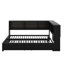 Lit de jour pleine grandeur avec lit gigogne et armoires de rangement, structure de lit d'angle en forme de L en métal avec ports USB-117562323