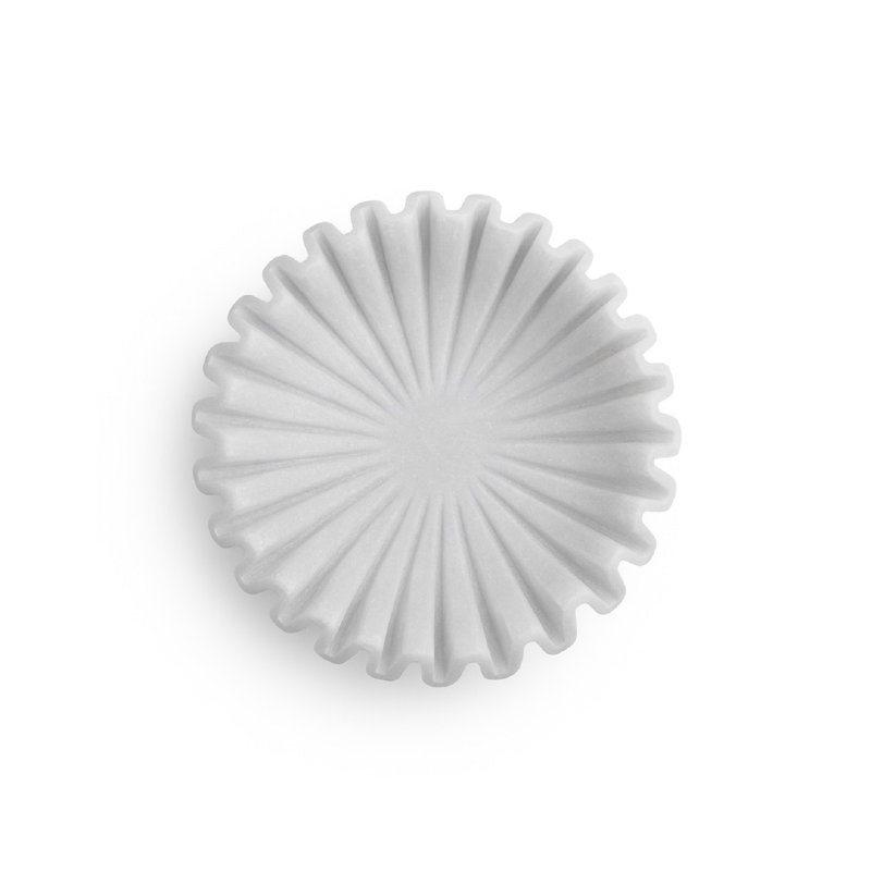 Bol à volants en marbre blanc Montana, H 2,5 po x l 10 po x P 10 po