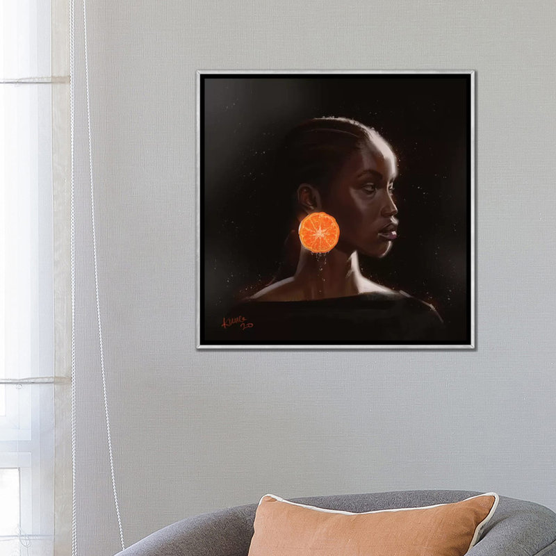 Orange par Adekunle Adeleke - impression d'art graphique, Toile avec cadre argent, Pas de tapis, H 26 po x l 26 po x P 1,5 po