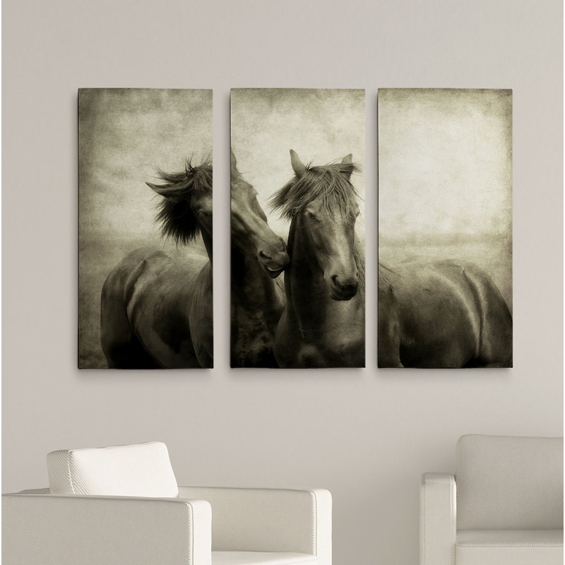 Reproduction d’art graphique sur toile « Horses Don’t Whisper »-3 pièces, H 40 po x l 60 po x P 1,5 po