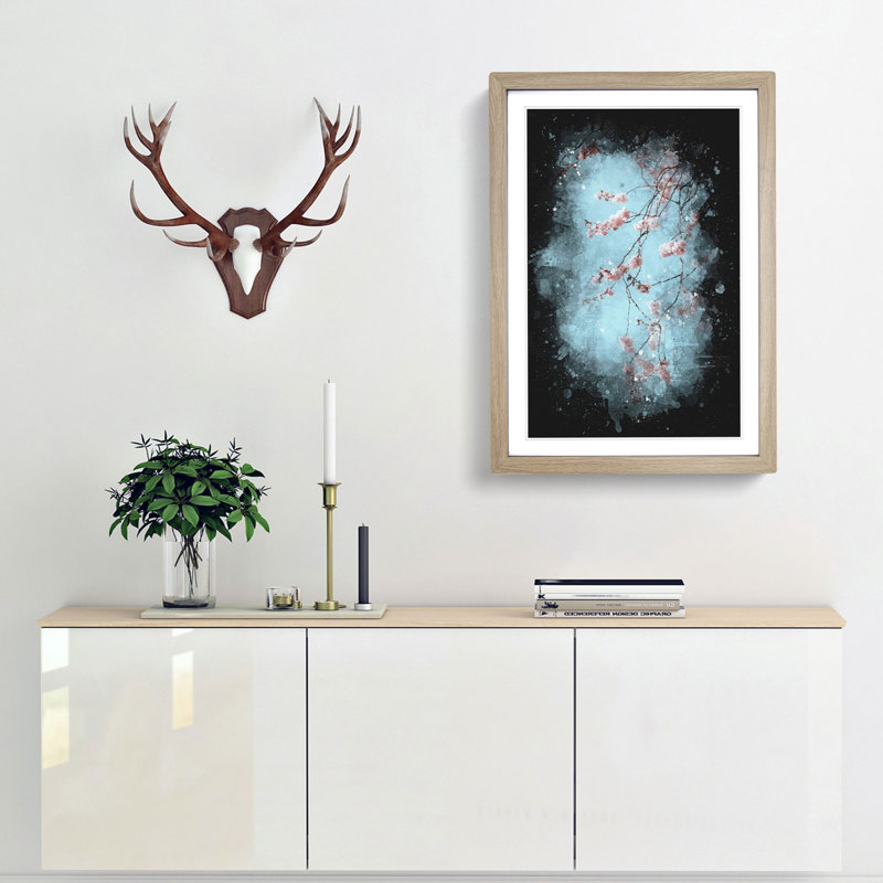 Beautiful Pink Cherry Blossom - Picture Frame Graphic Art Print, 63cm H x 45cm W x 2cm D, Oak Framed