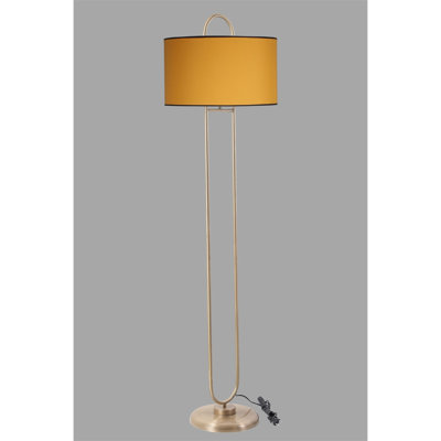 Elegant Floor Lamp, Mustard Color, 67.0 in Height | 100% Metal Construction, 17.7 in Shade Diameter, 9.4 in Shade Height | E27 Socket, Max 40W, Tumbled Coating | Glamorous Design for Modern Living Spaces