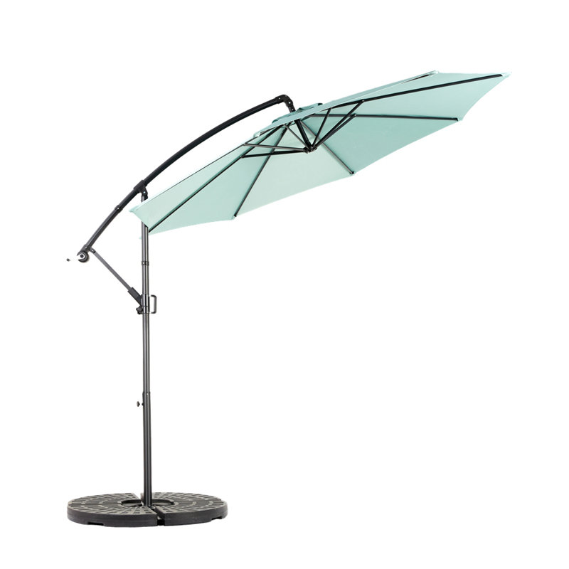 Parasol de marché suspendu de 10 pi avec réglage facile de l'inclinaison, abat-jour en polyester, 8 nervures pour la cour arrière, sans base, Best Choice Products