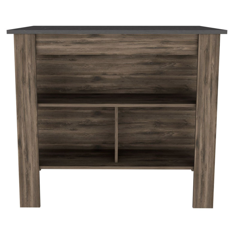 Kitchen Island, kitchen table 35" H, Four Legs, Three Open Storage Shelves,