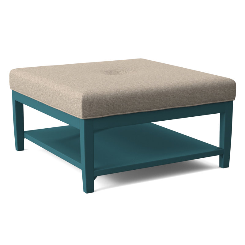 Hammond Square Ottoman, Antique Black Finish, Eggshell Crypton Performance; 0884-93
