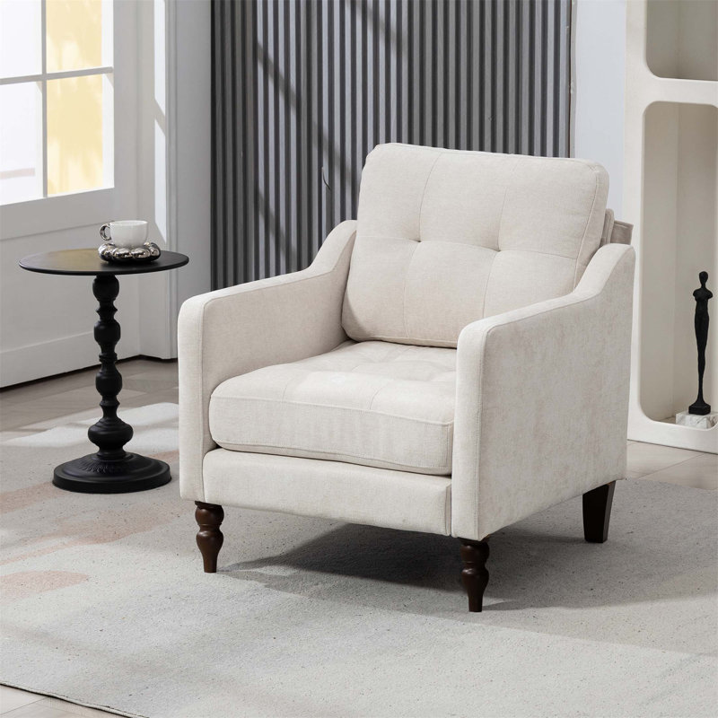 Fauteuil en chenille Accent, Beige