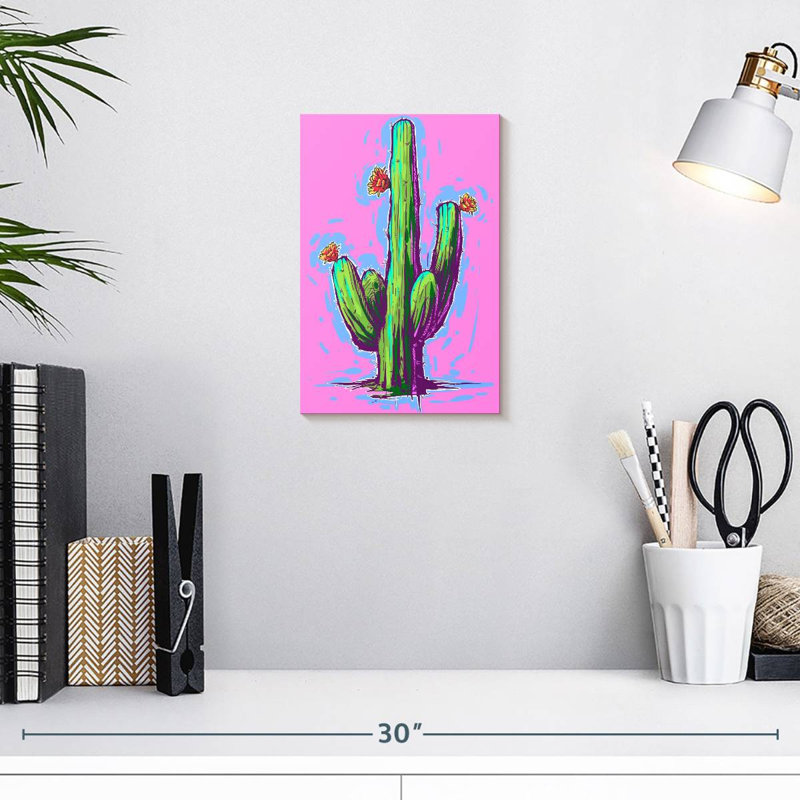 Harnek Cactus On Hot Pink, 12" H x 8" W