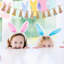 Bannière de Pâques avec ficelle Mignon lapin en toile de jute Bannière colorée pré-assemblée, guirlande de Bruant de Pâques, décoration suspendue pour la maison, articles de fête sur le thème du printemps