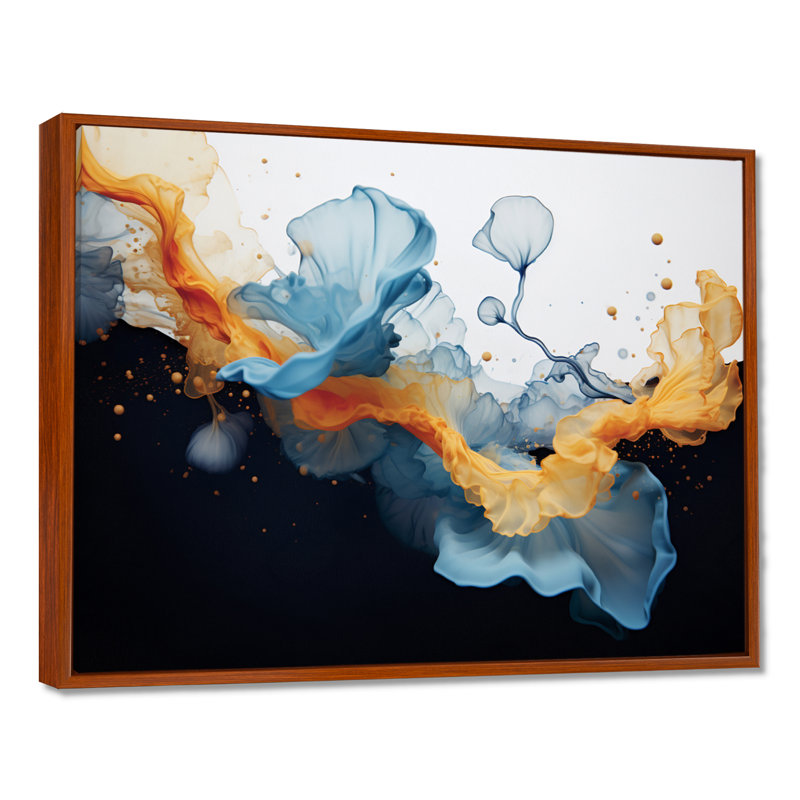 «Deep Sea Life Breaking Tranquility», impression d'art abstrait à l'encre liquide, Cadre flottant brun