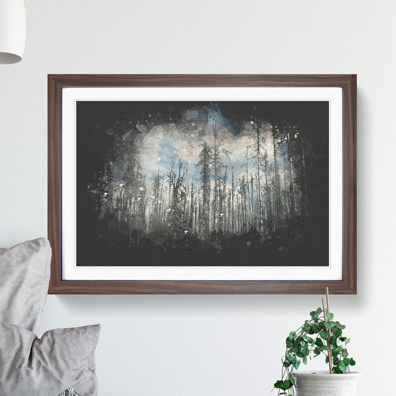Winter Forest Vol.2 Paint Splash - Picture Frame Graphic Art, Walnut, 36cm H x 48cm W x 2cm D