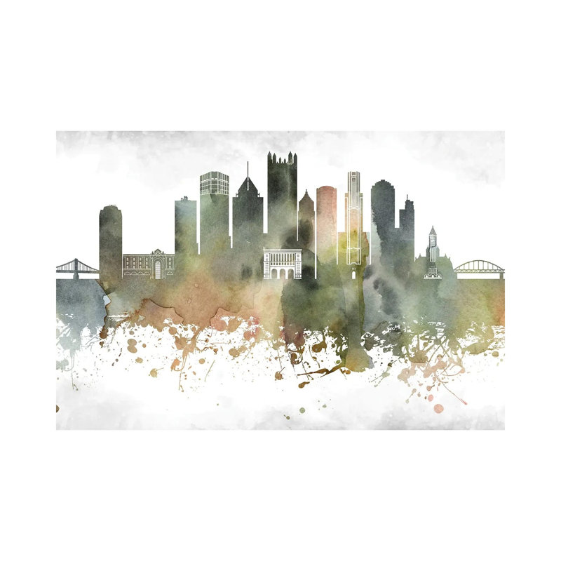 Pittsburgh Skyline by WallDecorAddict - Wrapped Canvas Print, 20.32cm H x 30.48cm W x 1.9cm D