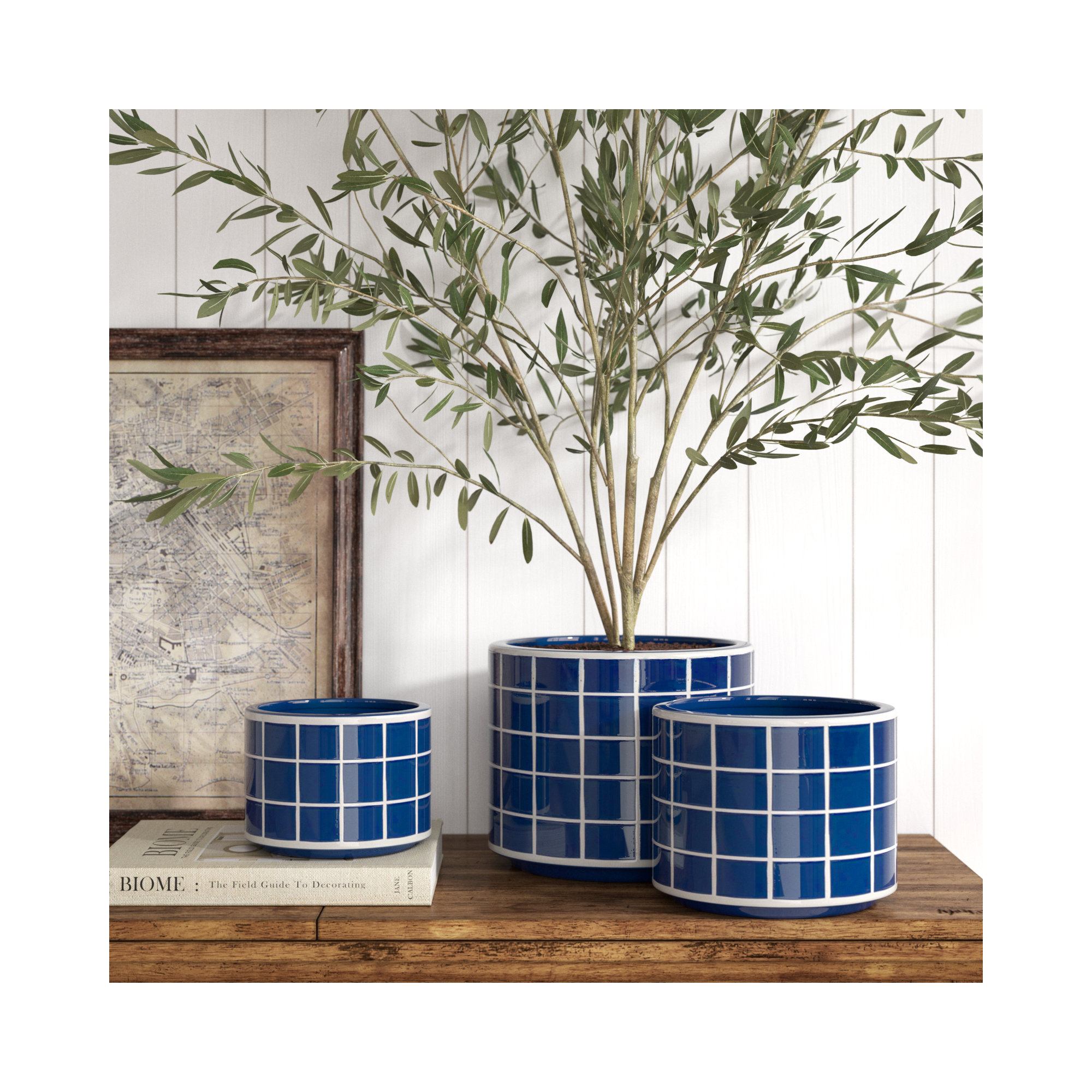 Crete 10'' Ceramic Table Vase, Blue/White