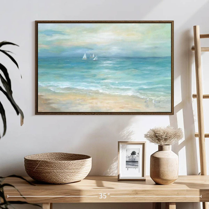Paysage de l'île Azemar, 25 po x 17 po, Cadre flottant noyer