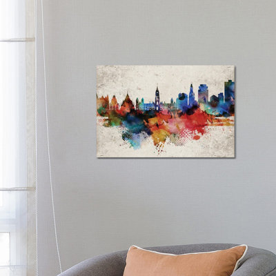 Ottawa Abstract Skyline by WallDecorAddict - Wrapped Canvas Print